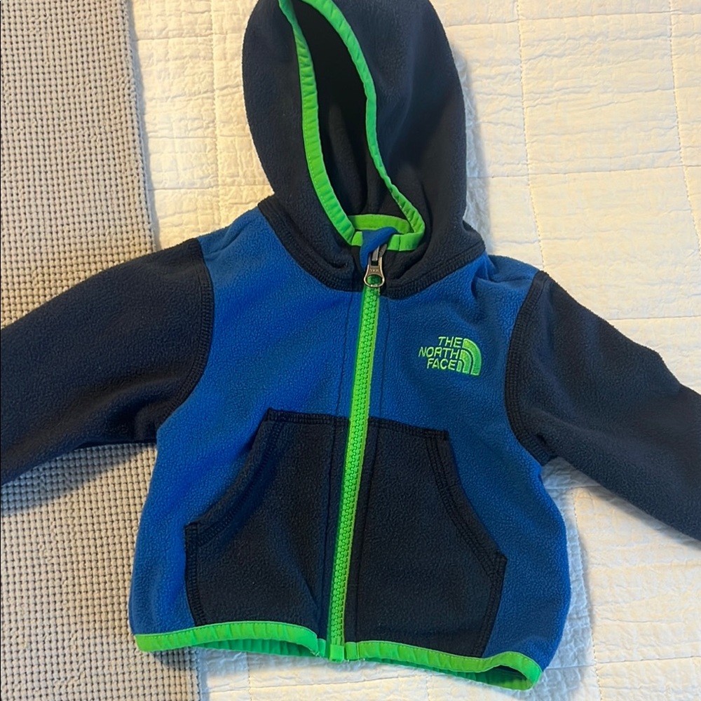 The North Face Kids Blue and Green Fleece Hoodie